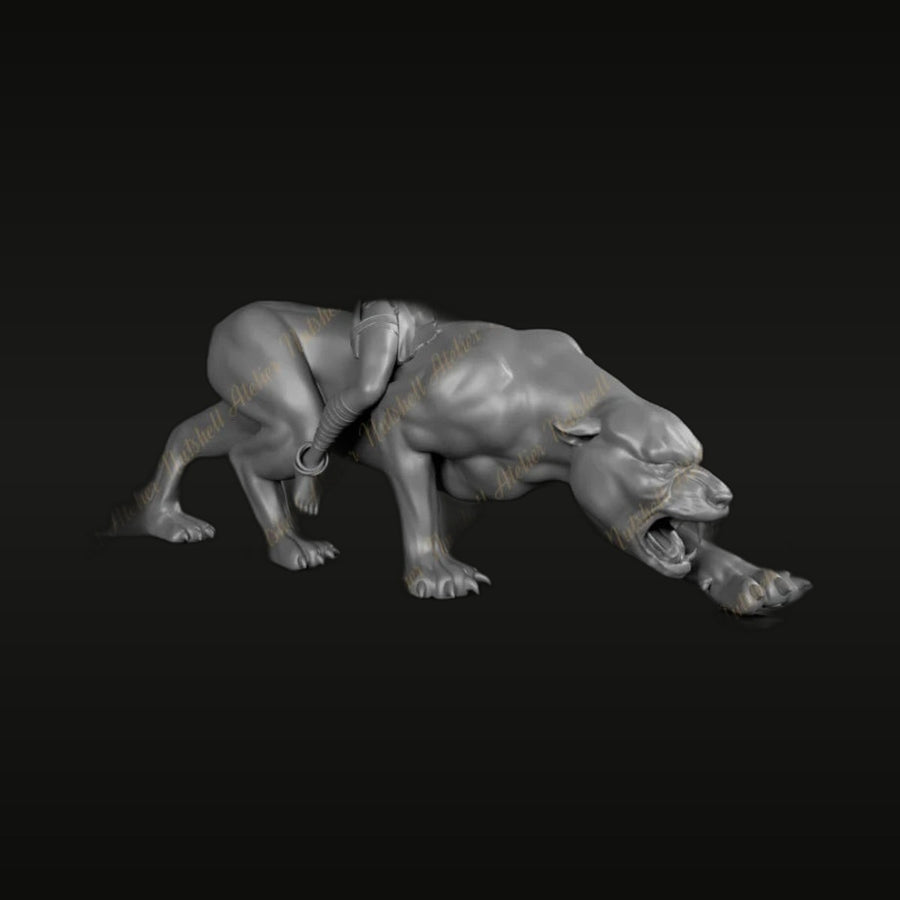 Fantasy Snarling Beast with Harness 1/24 Resin Figure Kit - unpainted resin model kit