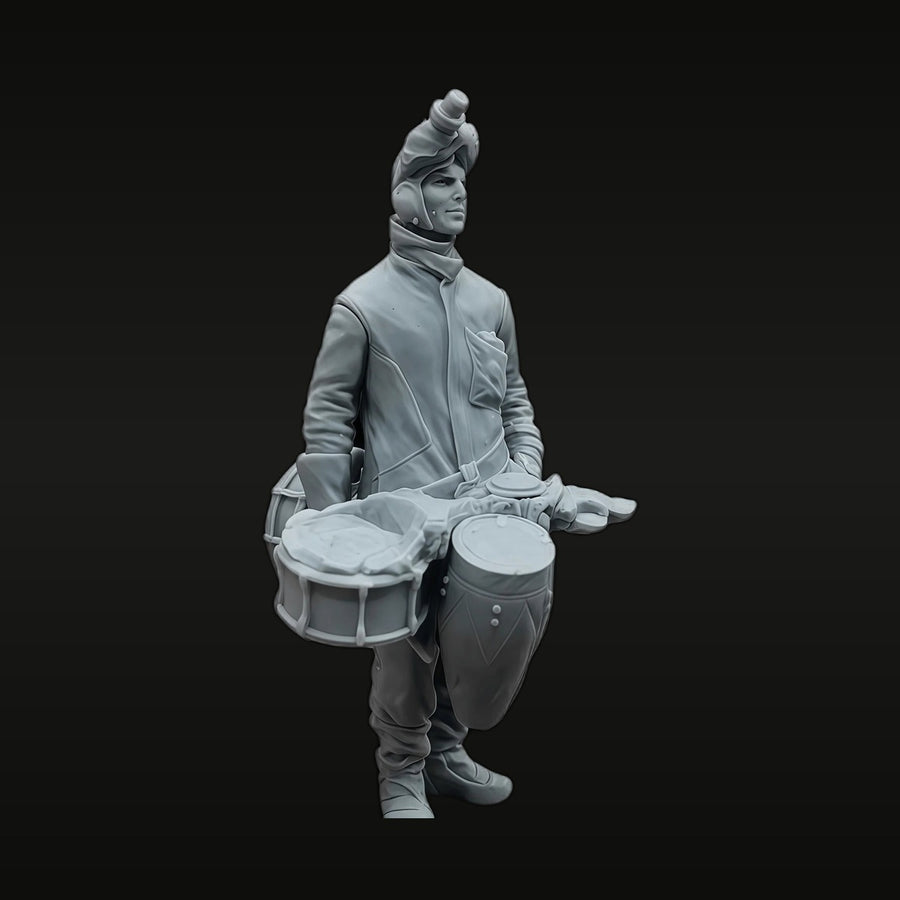 Napoleonic French Band Drummer with Snare & Bass Drums 1/20 Resin Figure Kit - unpainted resin model kit