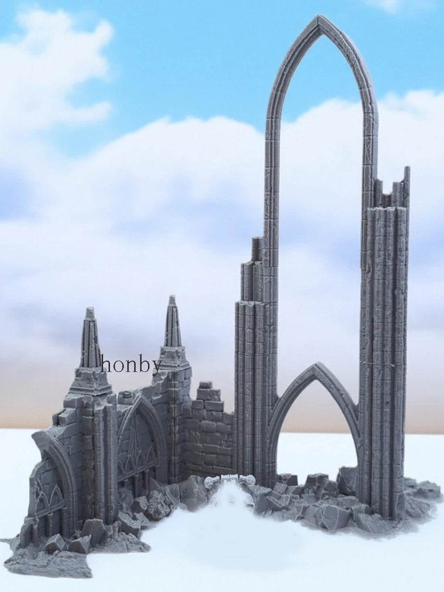 Sci-Fi Gothic Ruins Terrain Diorama Resin Kit with Spires and Arches - resin model view 2
