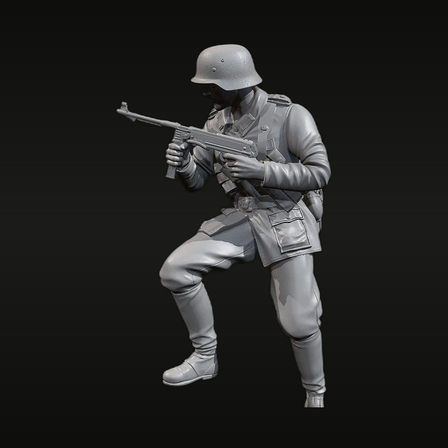 WWII German Soldier with StG 44 Assault Rifle 1/35 Resin Figure Kit - unpainted resin model kit