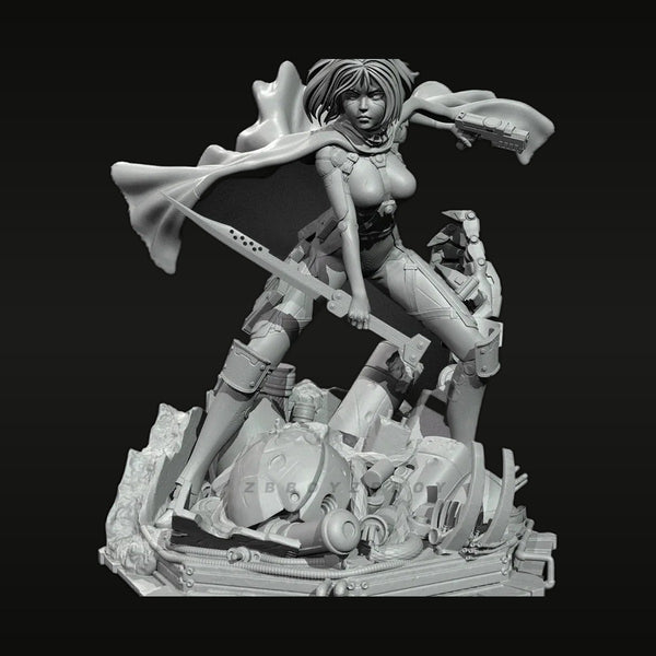Sci-Fi Female Warrior Figure with Sword and Pistol Diorama Resin Kit