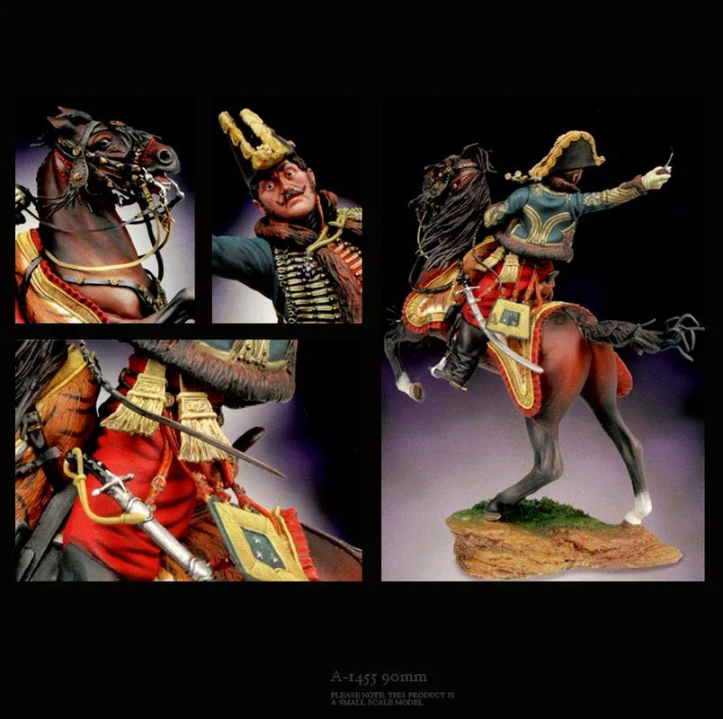 Napoleonic French Cavalry Officer on Rearing Horse 90mm Resin Figure Kit - resin model view 3