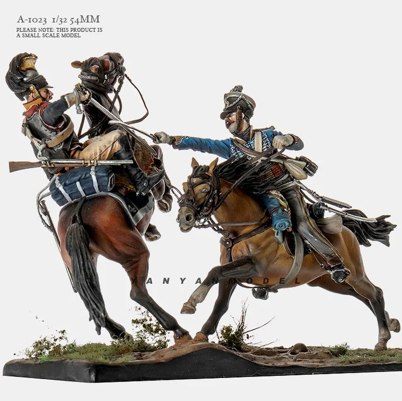 Napoleonic Cavalry Officers on Horseback Set 54mm Resin Figure Kit - resin model view 3