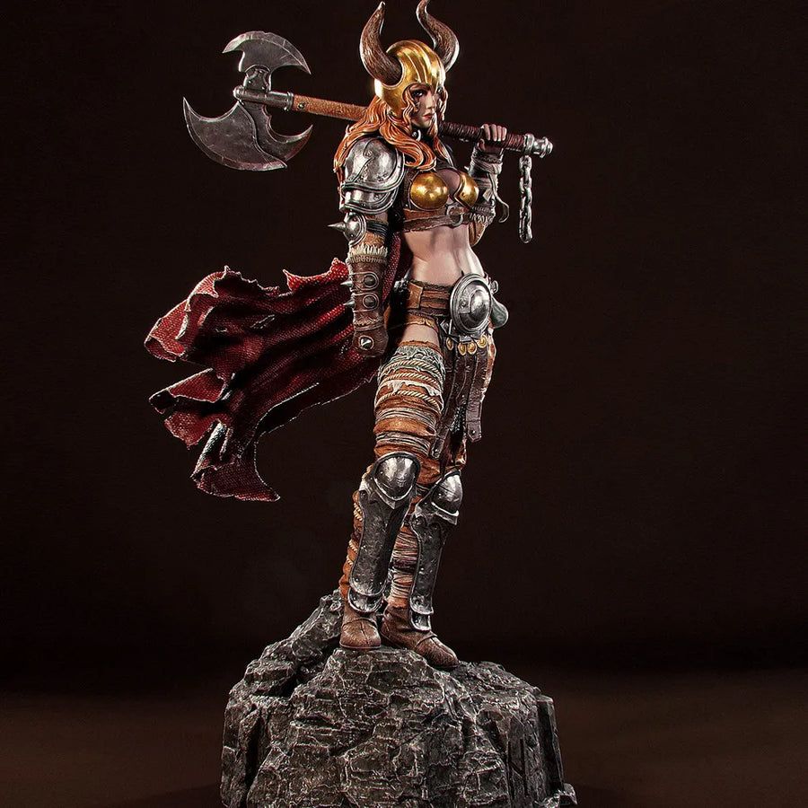 Fantasy Female Horned Valkyrie Bust with Gold Headdress 75mm Resin Kit - resin model view 2