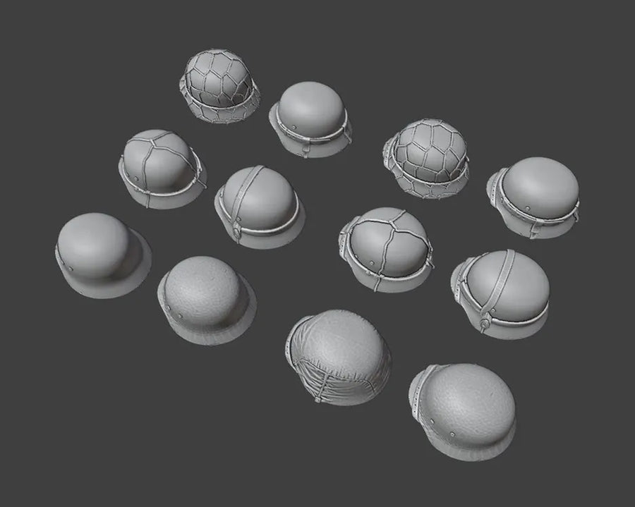 WWII German Stahlhelm M35/M40 Helmet with Netting 1/35 Resin Accessory Kit (12pcs) - resin model view 3