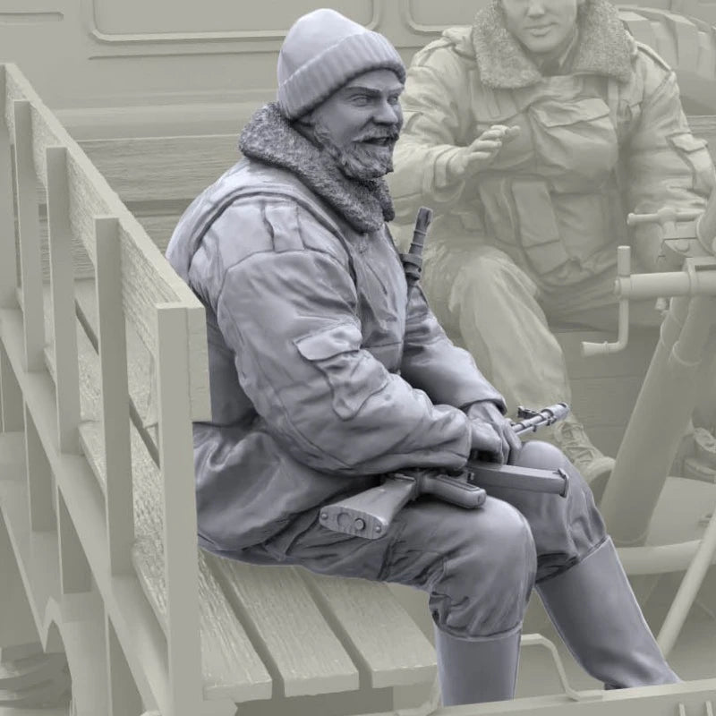 1/16 Scale Die-Cast Resin Figure Model Kit Russian Internal Troops Mortar Crew (No Truck) Unassembled and Unpainted