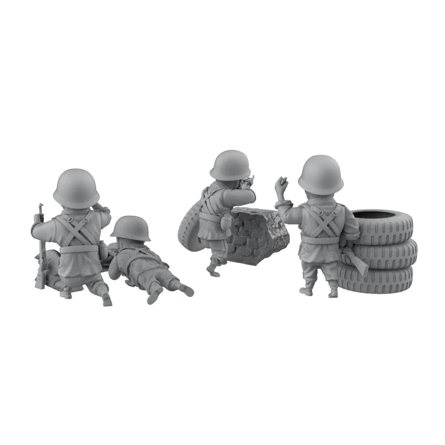 WWII German Soldier Q-Version Chibi Squad with Diorama Accessories 1/72 Resin Kit - resin model view 2