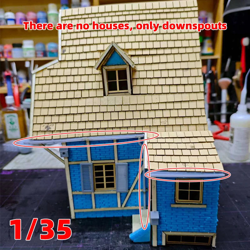 1/35 Scale Model Kit Building Downpipe Downspout Drainage Ditch Channel Pipeline Sewer Pipe Sand Table Diorama Models Suits