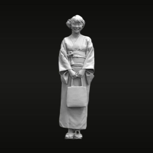 Japanese Woman in Kimono with Handbag 1/64 Resin Figure Kit