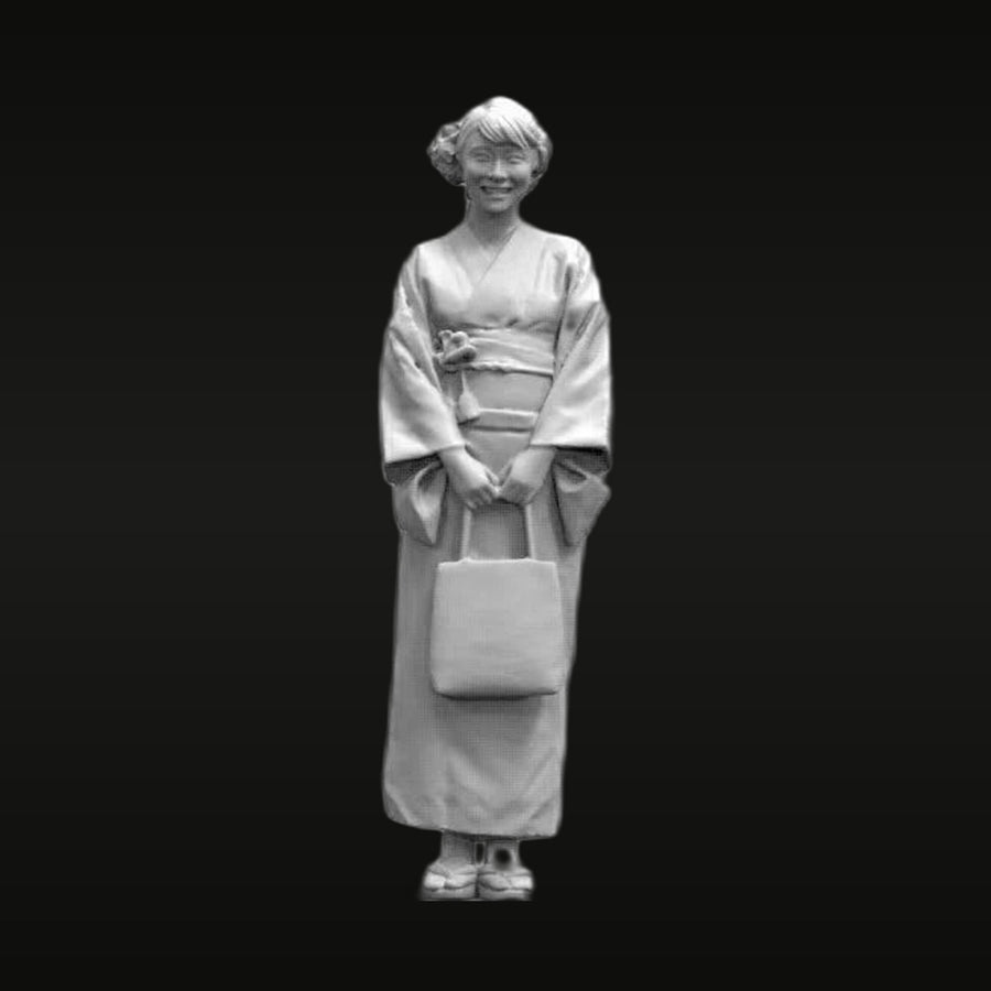 Japanese Woman in Kimono with Handbag 1/64 Resin Figure Kit - unpainted resin model kit