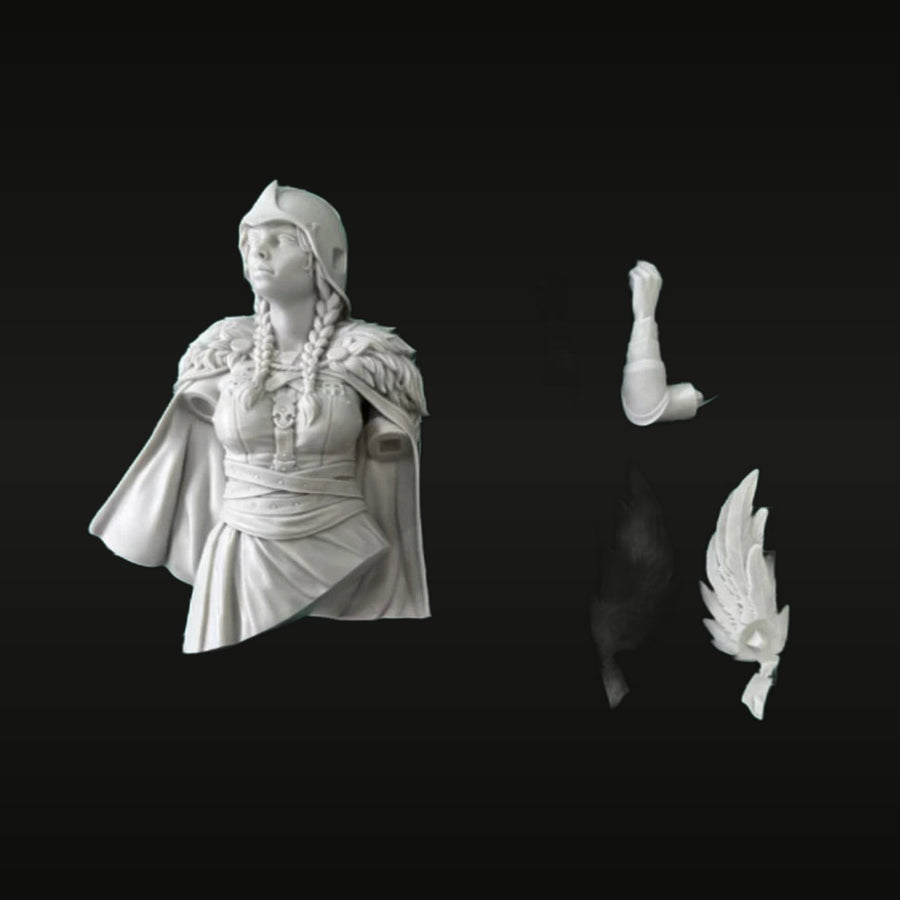 Fantasy Female Warrior Goddess Winged Helm 115mm Resin Bust - unpainted resin model kit