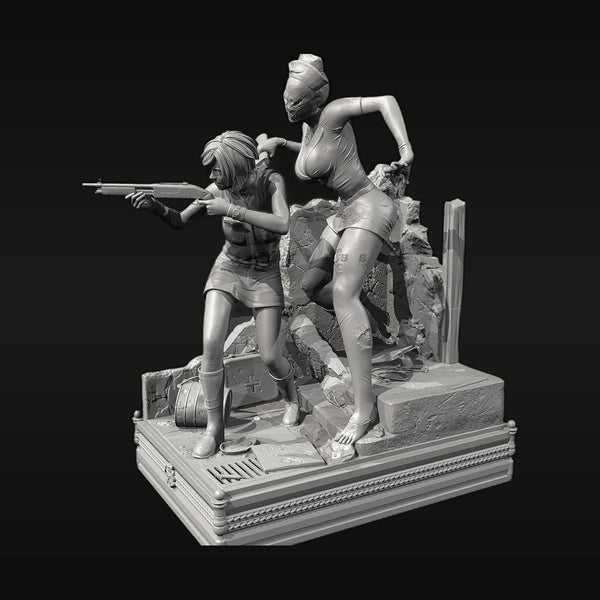 Silent Hill Bubble Head Nurse vs Survivor Horror Diorama Resin Kit