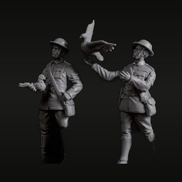 WWI British Soldiers Releasing Carrier Pigeon 1/35 Resin Figure Kit