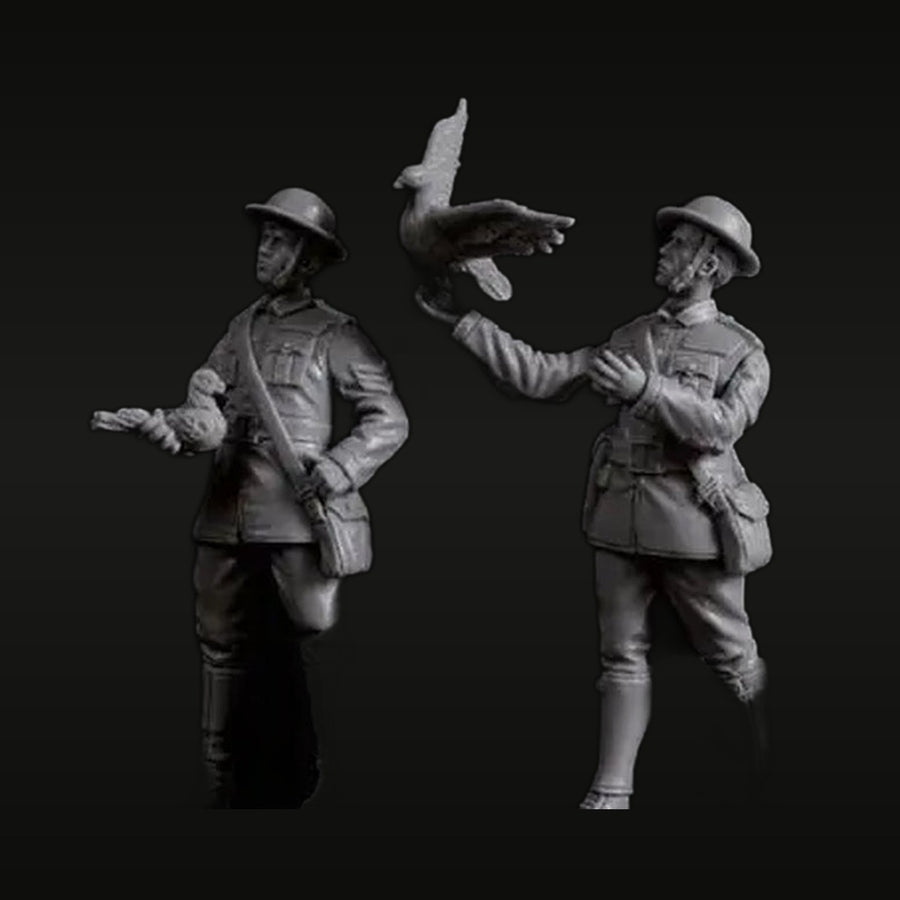 WWI British Soldiers Releasing Carrier Pigeon 1/35 Resin Figure Kit - unpainted resin model kit