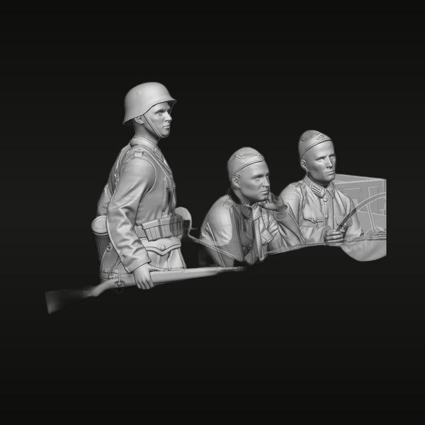 WWII German Command Staff with Maps 3-Figure Set 1/35 Resin Kit