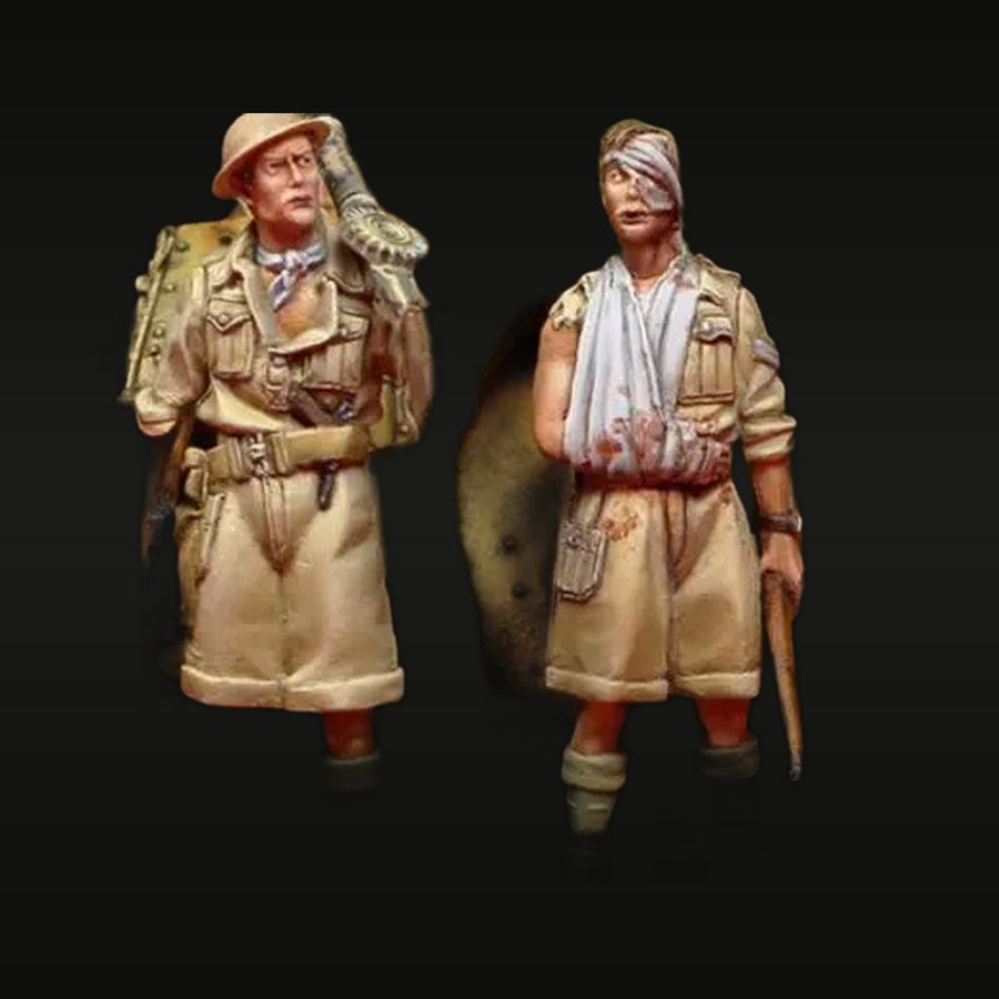 WWI British Wounded Desert Soldier Set 1/35 Resin Figure Kit - unpainted resin model kit
