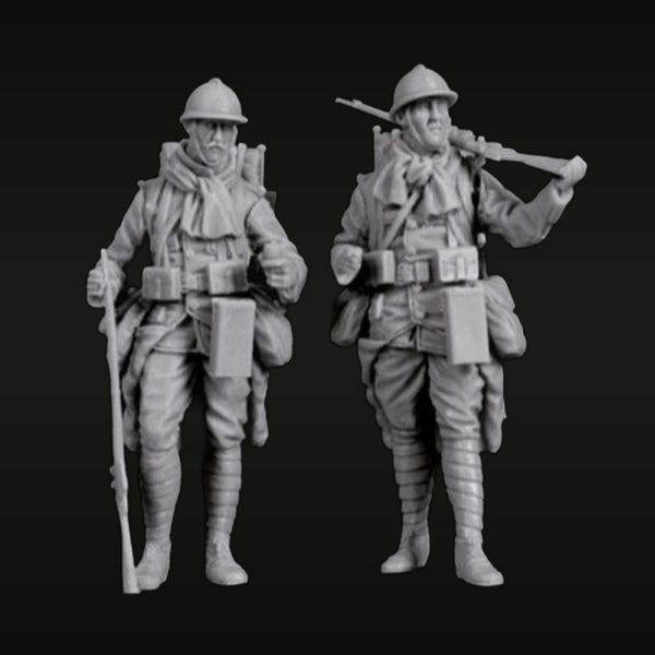 WWI French Infantry Soldiers with Bayonets 1/35 Resin Figure Kit