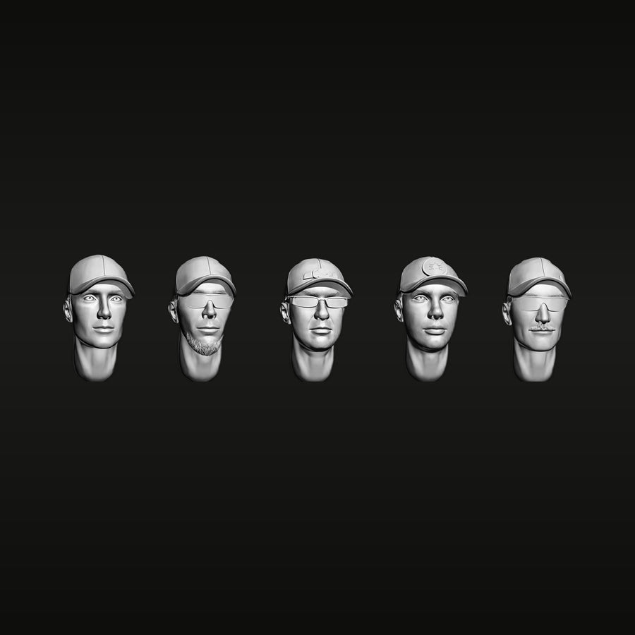 Modern Male Soldier Head Set 1/35 Resin Figure Kit - unpainted resin model kit
