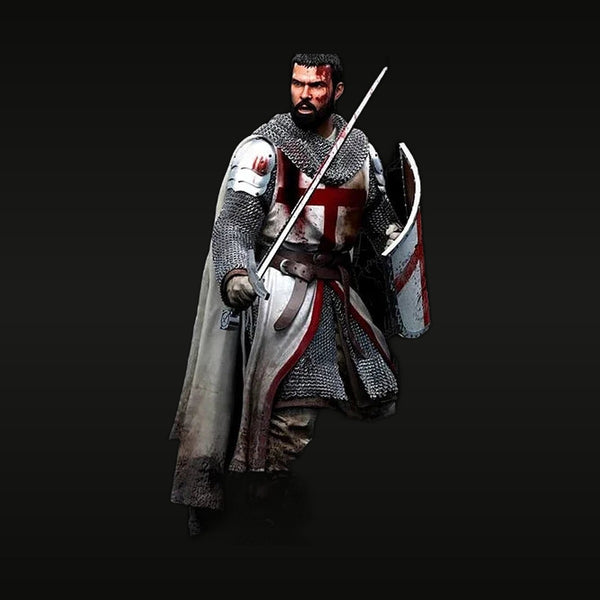 Medieval Templar Knight with Longsword and Red Cross Shield 75mm Resin Figure Kit