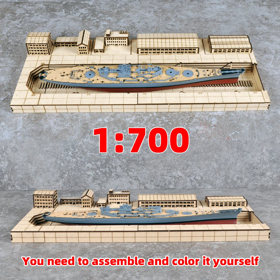 Assembly Architectural Model Sand Table Navy Yard Naval Base Building Shipyard Dockyard Ship Diorama Scale Model Kit 1/700