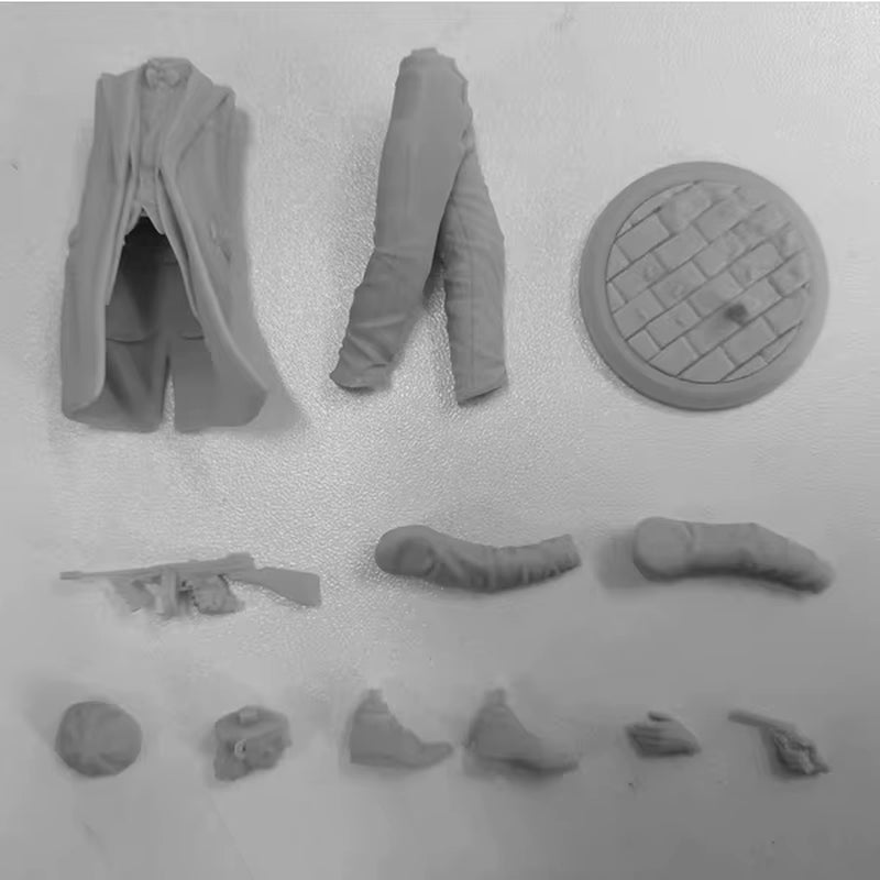 1920s-1930s Civilian Male in Long Overcoat and Flat Cap 75mm Resin Figure Kit - resin model view 5