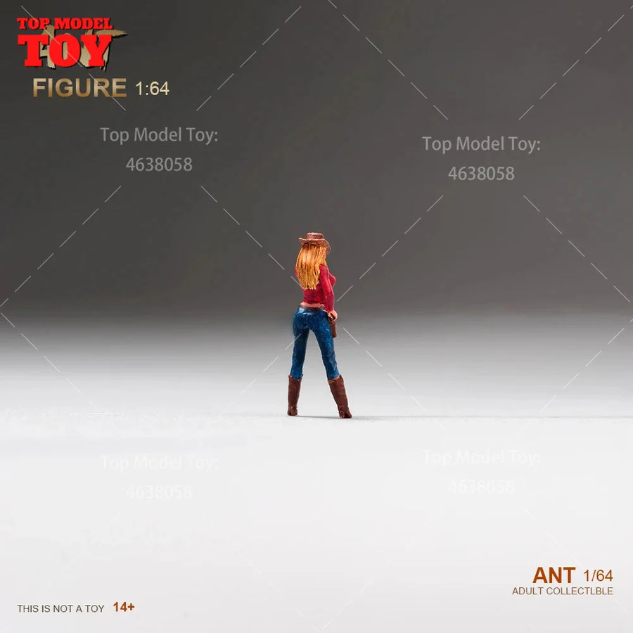 Painted Miniatures 1/64 1/87 Scale Cowgirl Horse Micro Animal Female Scene Figure Doll Unpainted Model for Car Vehicles