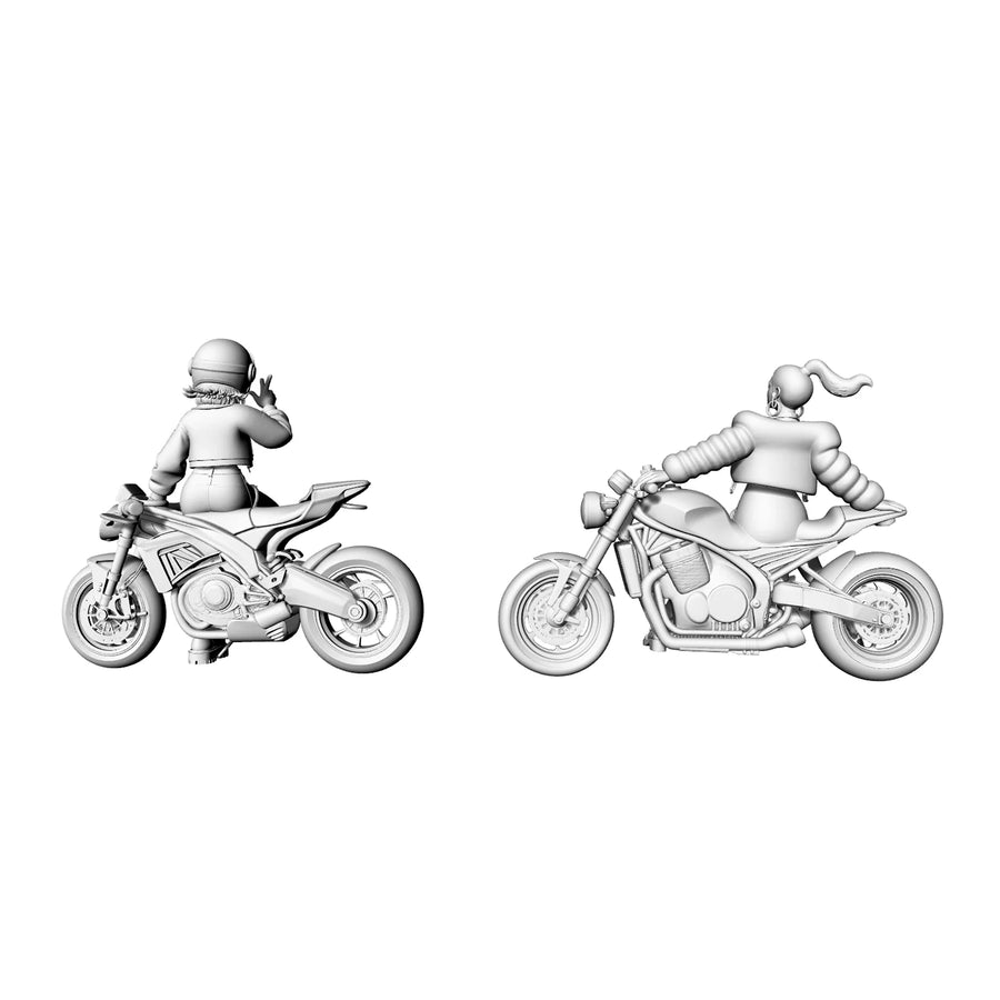 1/64 1/72 Trendy Female Biker 3D Print Model, Unpainted Motorcycle Girl Figure, DIY Painting Kit