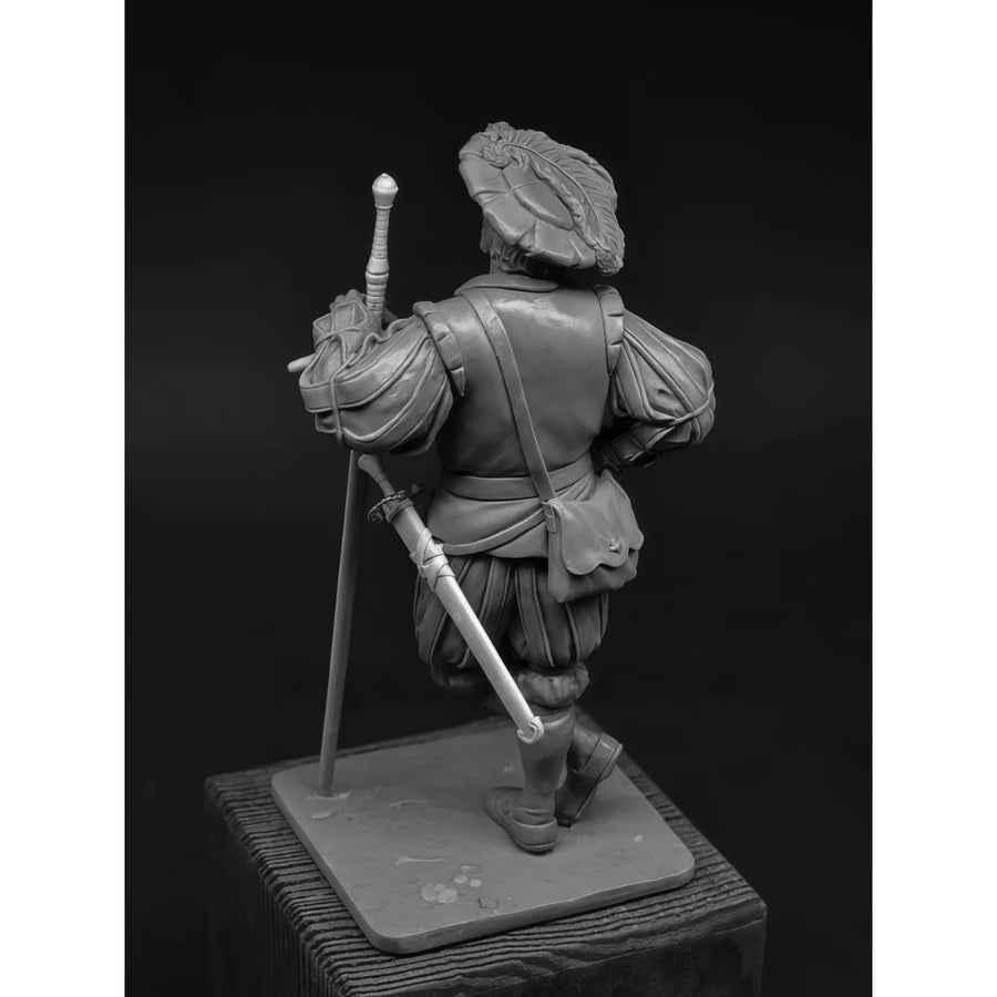 17th Century European Musketeer Bust with Rapier 1/24 Resin Kit - resin model view 5