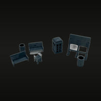 Train Station Accessory Set Phone Booth Bench Trash 1/220 Resin Kit