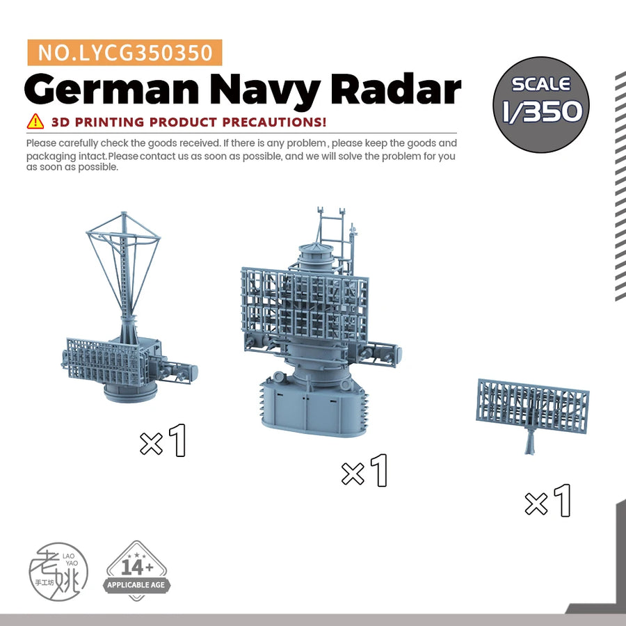WWII German Kriegsmarine Radar Antenna Set 1/350 Resin Kit - resin model view 2