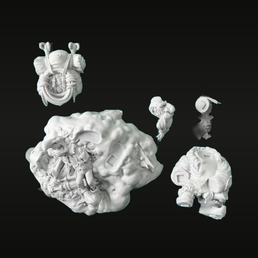 Fantasy Dwarf Warrior Bust with Horned Helm 1/24 Resin Bust Kit - unpainted resin model kit