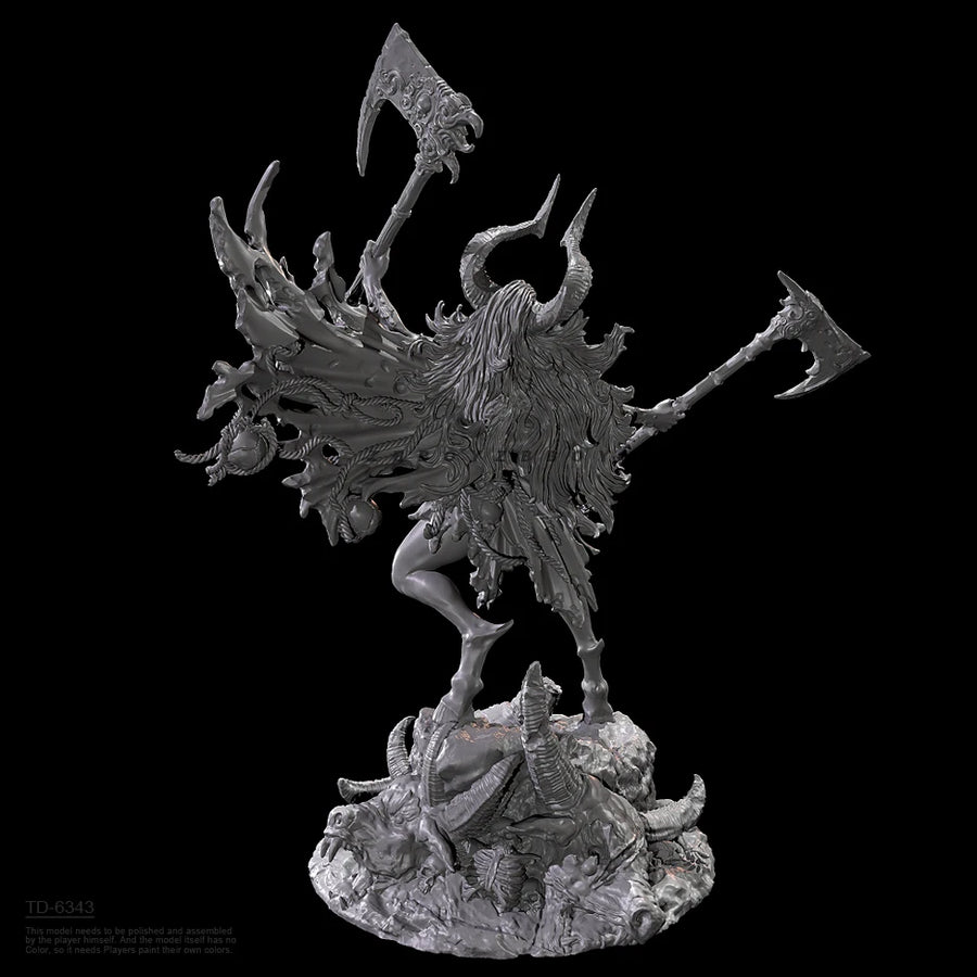 Fantasy Female Demon Warrior Multi-Armed with Scythes 50mm Resin Figure Kit - resin model view 5