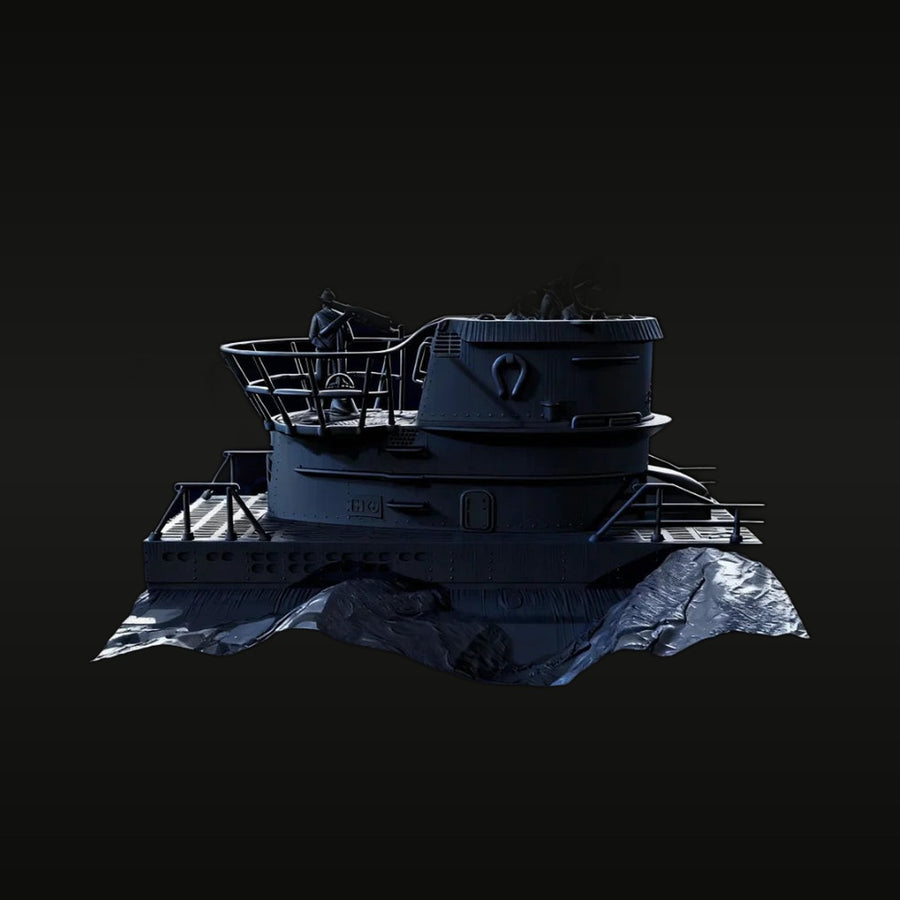 WWII German U-Boat Submarine with Wave Base 1/35 Resin Ship Kit - unpainted resin model kit