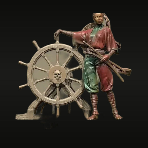 Fantasy Female Pirate Captain with Ship's Wheel 38mm Resin Figure Kit
