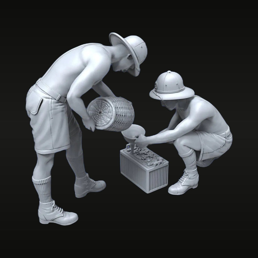 British Colonial Soldiers Servicing Equipment 1/35 Resin Figure Kit - unpainted resin model kit