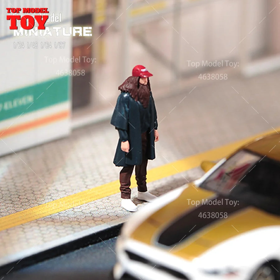 Painted Miniatures 1/24 1/64 1/43 1/87 Old Mr. Forrest Gump Long Beard Male Scene Figure Dolls Unpainted Model for Cars Vehicles