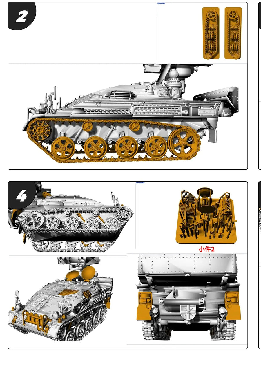 Germany Wiesel Ozelot Light Air Defence System Carrier MRY-SFW SS779 1/48 1/64 S Scale Military Model Kit