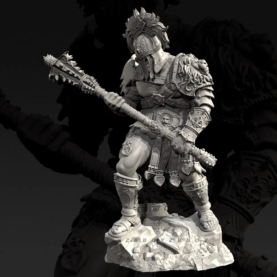 Armored Warrior with Spiked Axe 55mm Resin Figure Kit - resin model view 2