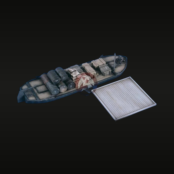 WWII German Cargo Barge with Diorama Base 1/35 Resin Kit