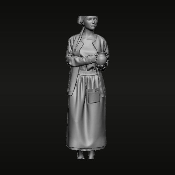 WWII Civilian Girl with Headscarf 1/35 Resin Figure