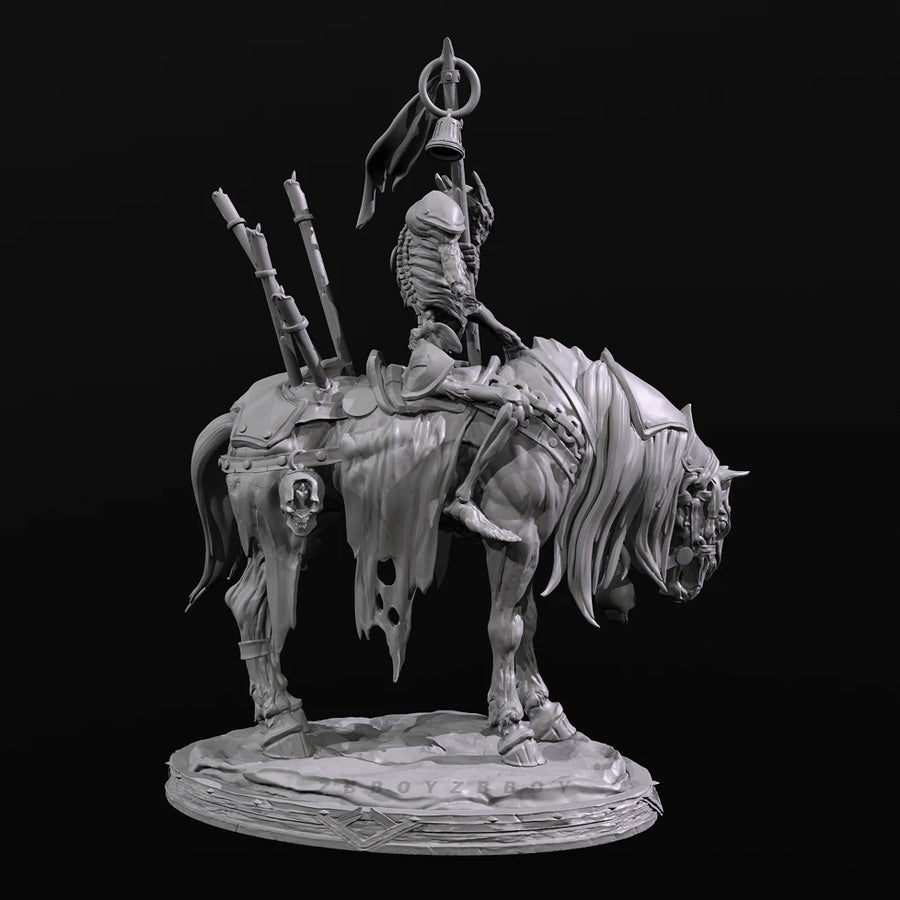 Mounted Skeleton Warrior with Dual Spears 60mm Resin Figure Kit - resin model view 2