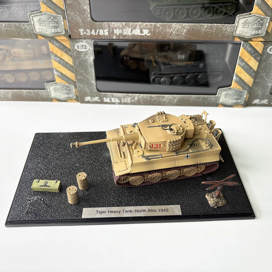 1/72 German Tiger Type Tank Model North Afric Alloy Finished Product Simulation Model for Children Adults Toy Collection Display