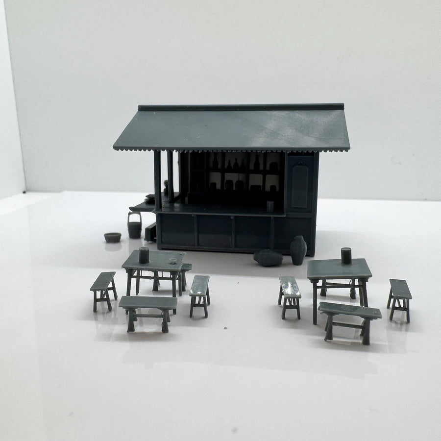 Vintage Tea Stall with Table and Chair Decorations LYTS094 1/220 1/48 1/64 1/72 1/87 1/144 1/160 Z Scale Miniature Scene