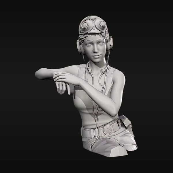 Steampunk Female Aviator with Goggles 1/35 Resin Bust Kit