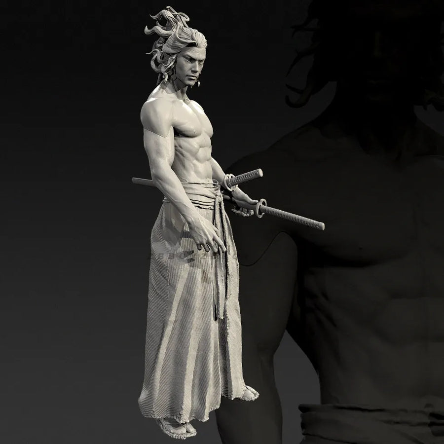 Shirtless Fantasy Warrior with Daggers 38mm Resin Figure Kit - resin model view 4