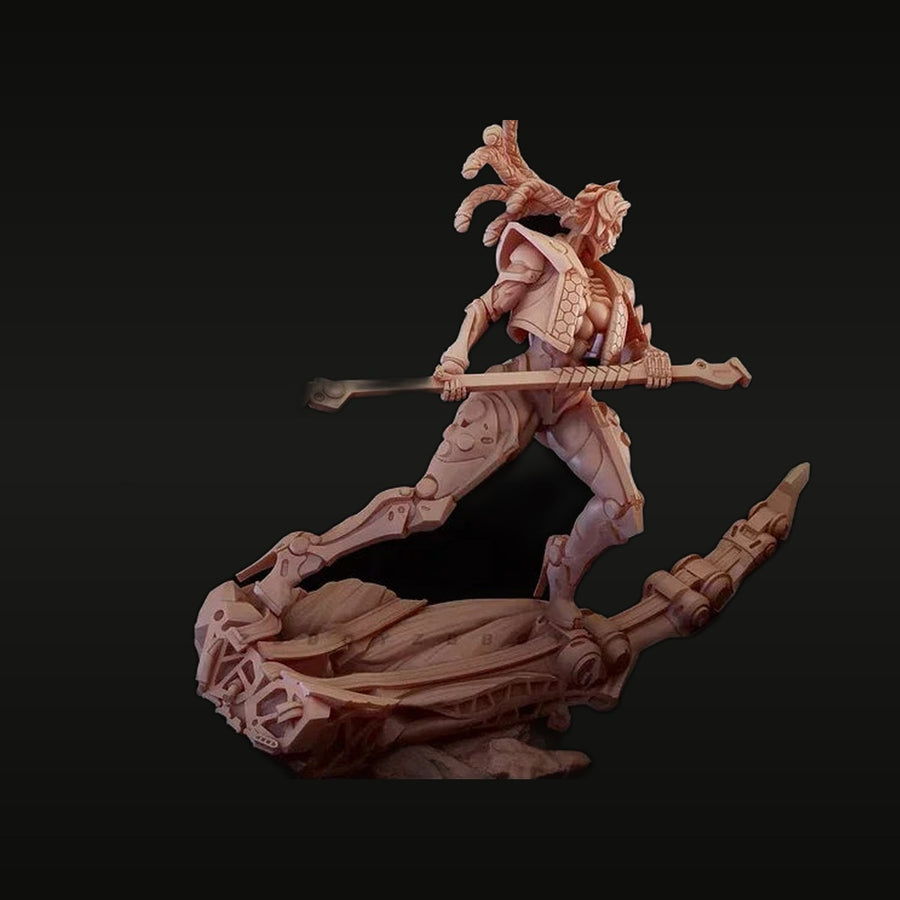 Fantasy Demon Warrior with Tentacles & Polearm 75mm Resin Figure Kit - unpainted resin model kit