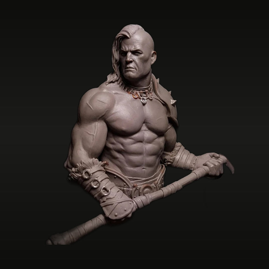 Fantasy Tribal Warrior with Double Axe 1/12 Resin Bust - unpainted resin model kit