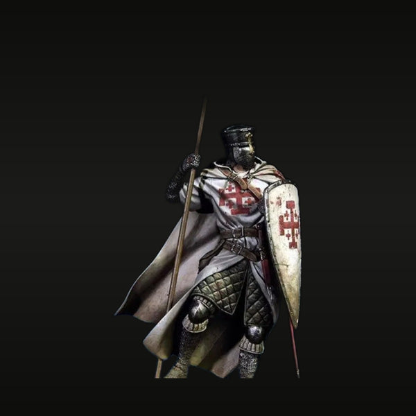 Crusader Knight with Templar Cross Shield 90mm Resin Figure