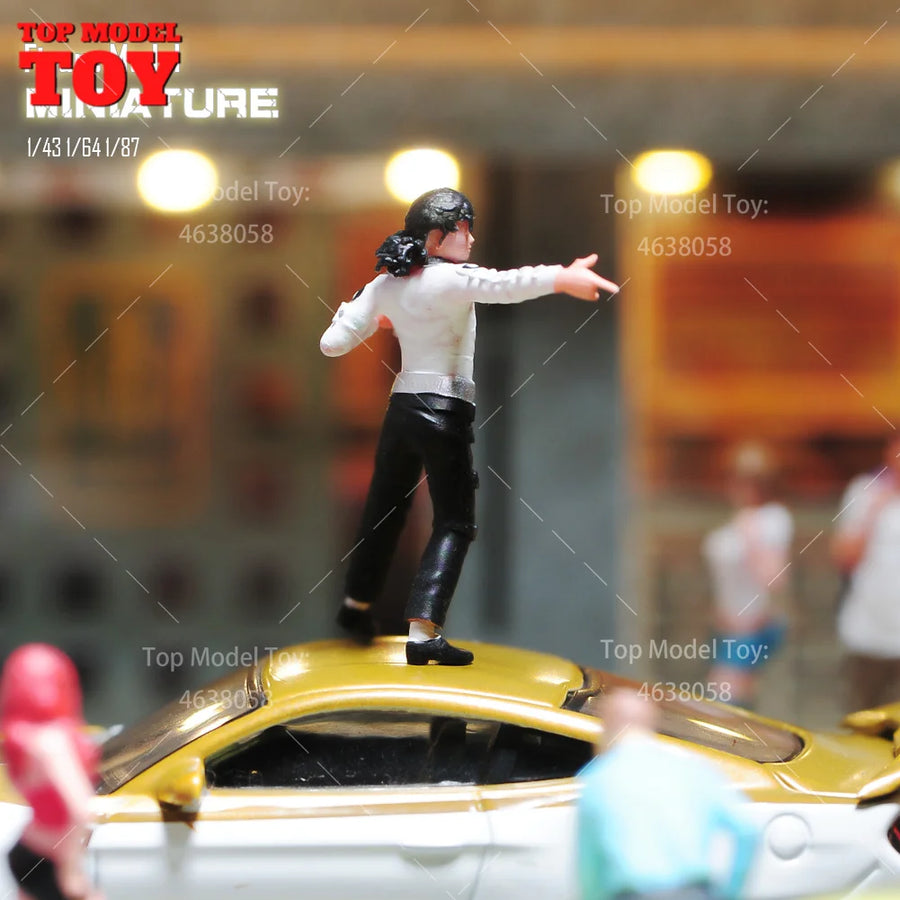 Painted Miniatures 1/64 1/43 1/87 American Sing Dancers Performers Male Scene Figure Dolls Unpainted Model for Cars Vehicles