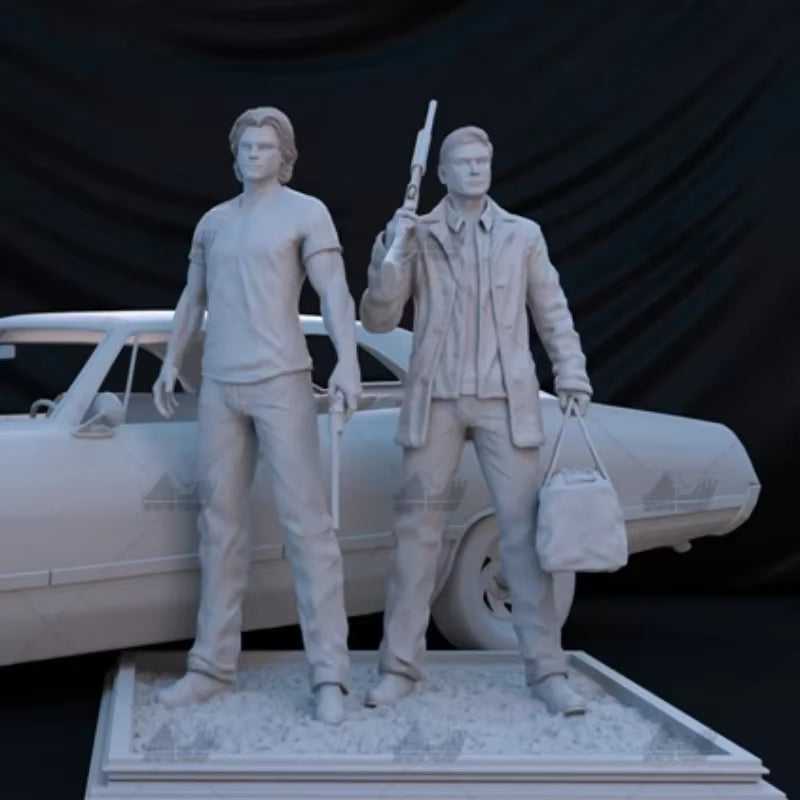 1/24 Scale 75Mm Resin Figure Model Kit Supernctural Sam and Dean Assemble Miniature Unassembled and Unpainted Diorama Toy